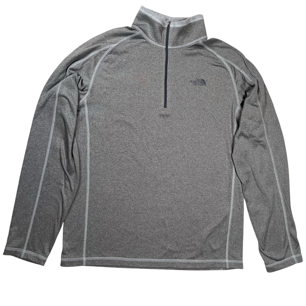 North Face Men's Gray 1/4‎ Zip Pullover Sz Medium Long Sleeve Mock Neck Outdoors